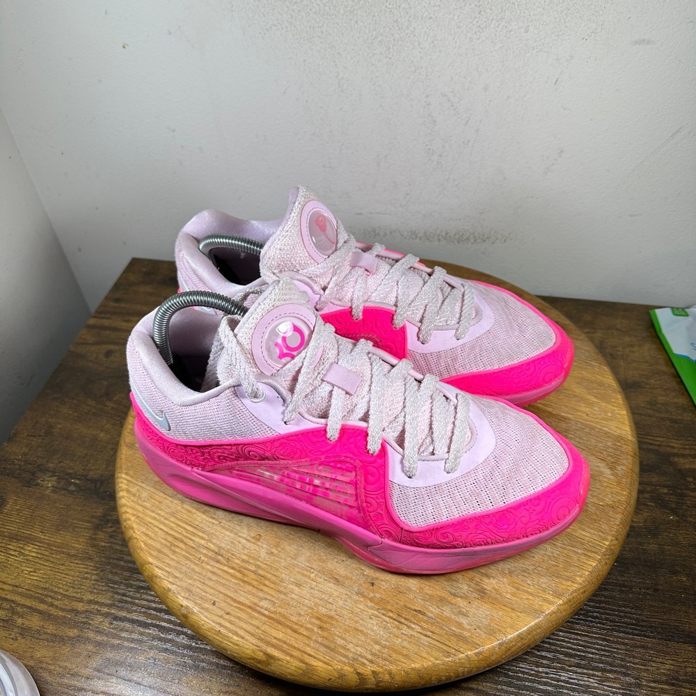 Nike KD 15 Aunt Pearl Shoes Pink White Men's Size 9.5 FQ9216-600